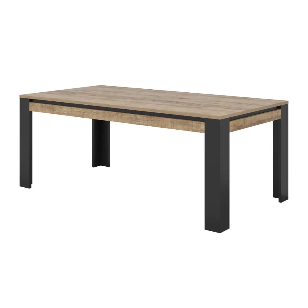 Tavolo da pranzo per 8 persone MEUNIER – Rovere & Nero Opaco, 195×77×100 cm