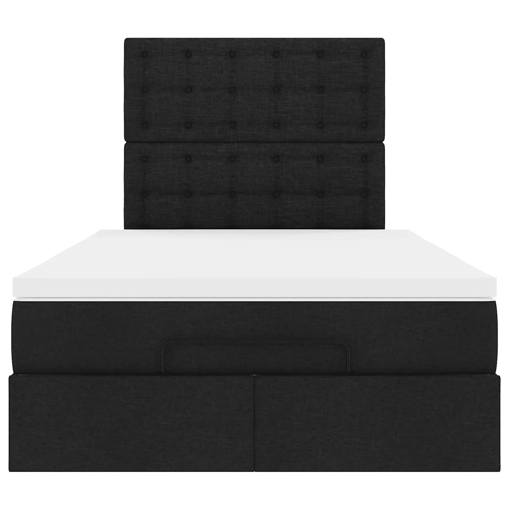 Struttura Letto Pouf con Materasso Nero 120x200 cm in Tessuto 3314164