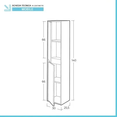 Mobile bagno sospeso 80 cm 2 ante serie Oasi rovere con specchio e pensile