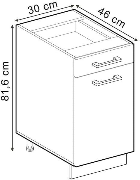 Vicco Mobiletto base per cucina R-Line, Sonoma, 40 cm con cassetti, PL Rovere