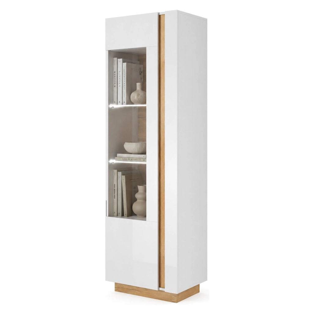 Mobile Espositore Katito, Vetrina 3 Ripiani, 60x40x194h cm Bianco Lucido