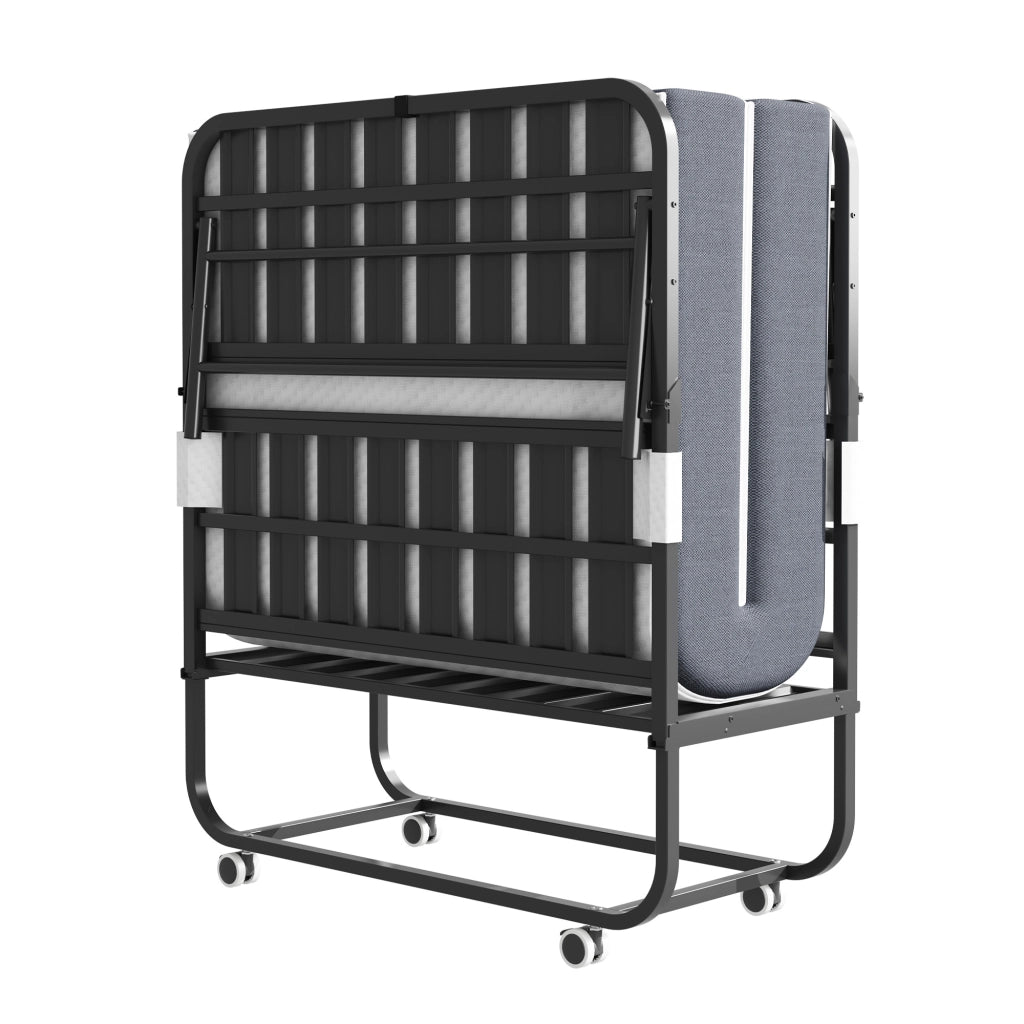 Letto pieghevole singolo 90x190 cm con materasso in schiuma viscoelastica nero