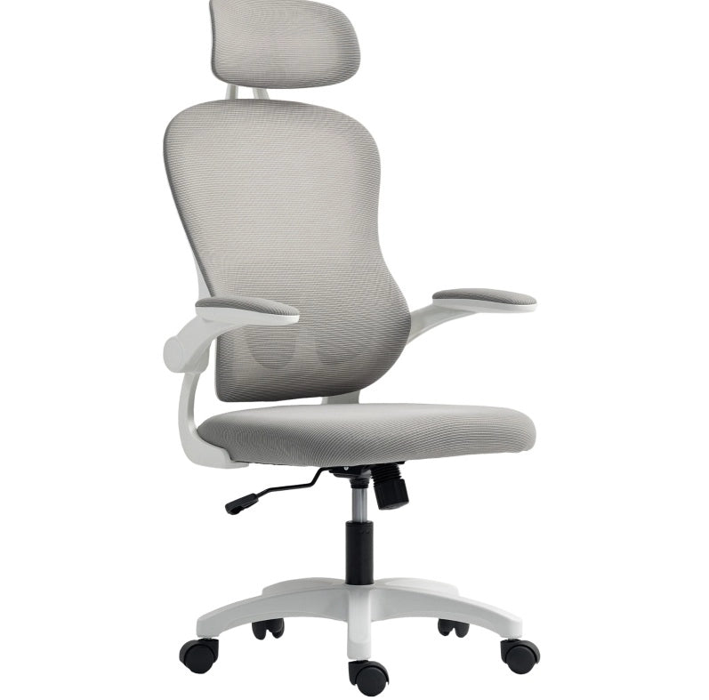Sedia da ufficio ergonomica grigia con schienale in rete