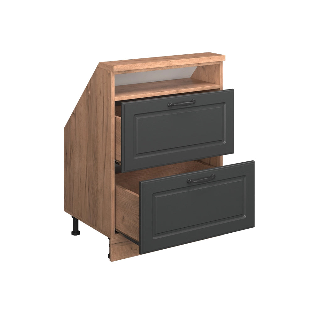 Mobile sottotetto Rion Antracite rustico/Rovere dorato con 2 cassetti Vicco