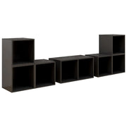Set di mobili da 6 pezzi tra cui armadio credenza mobile TV per soggiorno camera da letto e salotto legno ingegnerizzato lucido finitura grigia 02_0025090