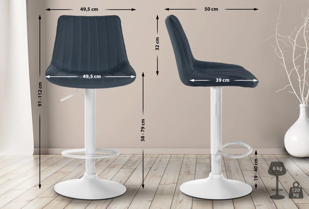 Sgabello Toni Tessuto grigio scuro,bianco