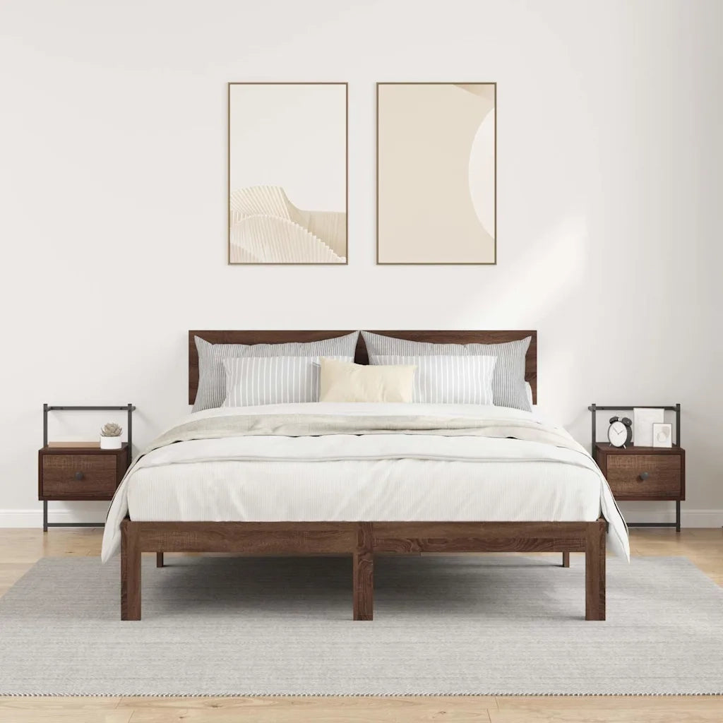 Comodini a Muro 2pz Rovere Marrone 35x30x51cm Legno Multistrato 833452