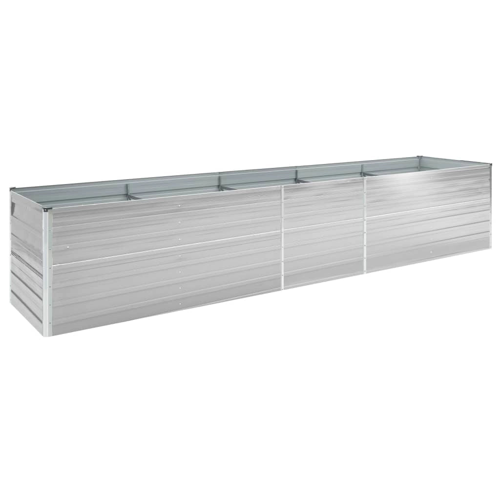 Aiuola rialzata per piante e fiori acciaio zincato 400 x 80 x 77 cm grigio 02_0001120