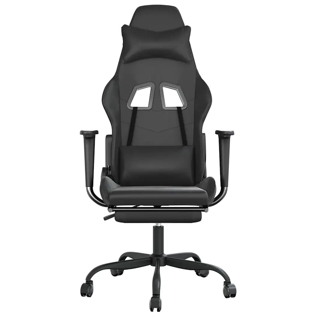 Sedia da Gaming con Massaggio e Poggiapiedi Nera in Similpelle cod mxl 58634