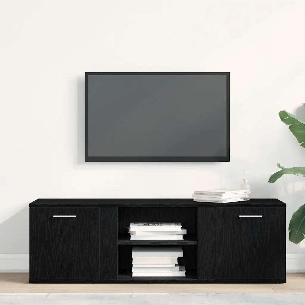 Mobile TV Rovere Nero 120x34x37 cm in Legno Multistrato 862475