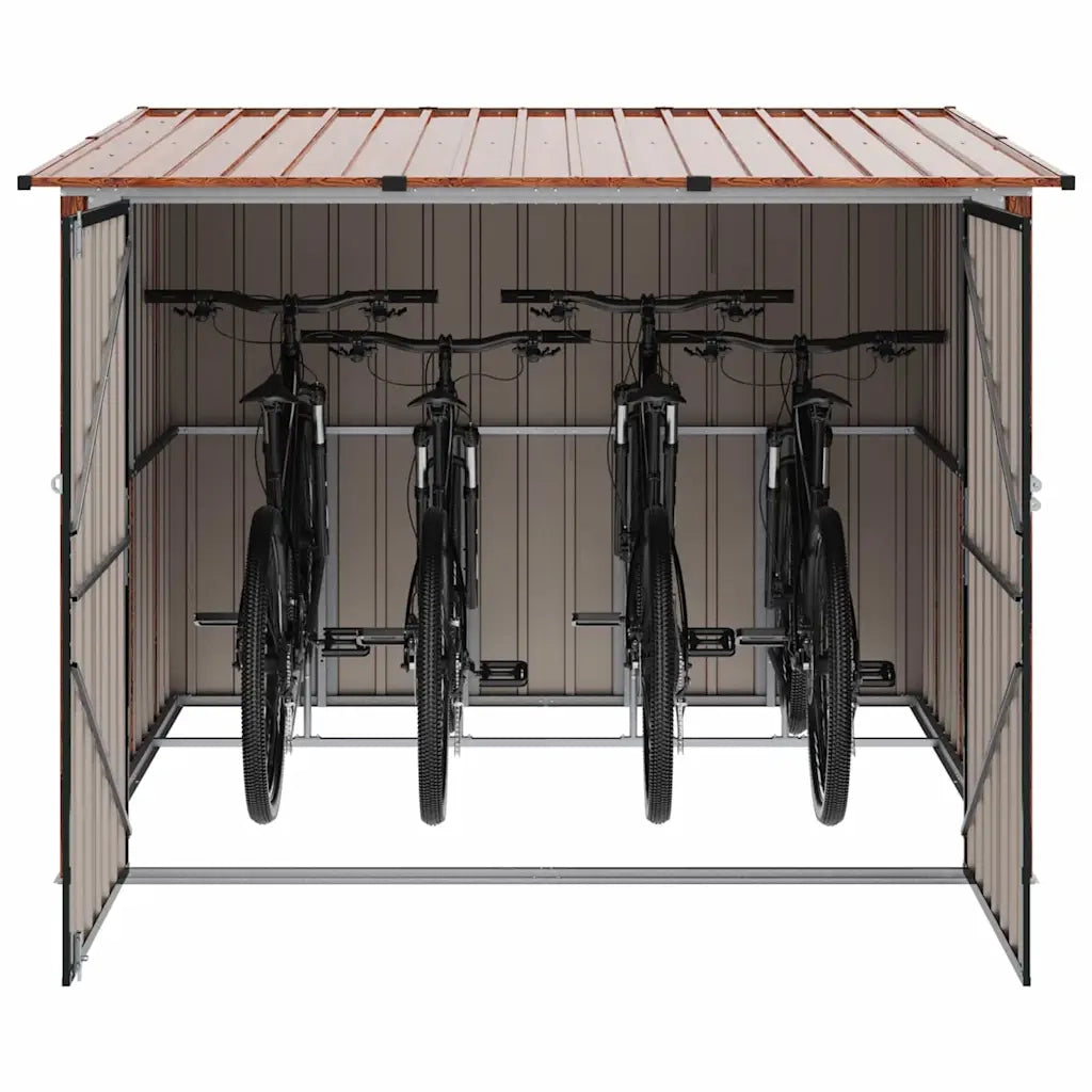 Capanno per Biciclette 3 pcs Marrone 215 x 206 x 157 cm Metallo