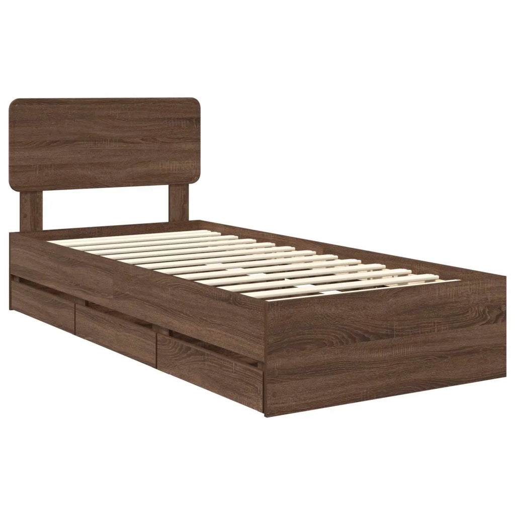 Struttura del letto con cassetto Quercia marrone 75 x 190 cm 3412240