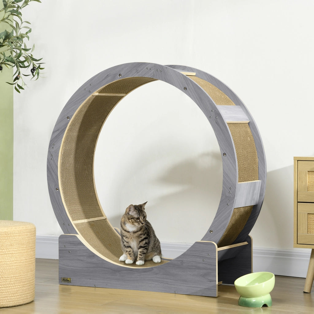 Ruota per gatti ¨C Xylo ¨C 91 cm con freno e tappetino tiragraffi, noce