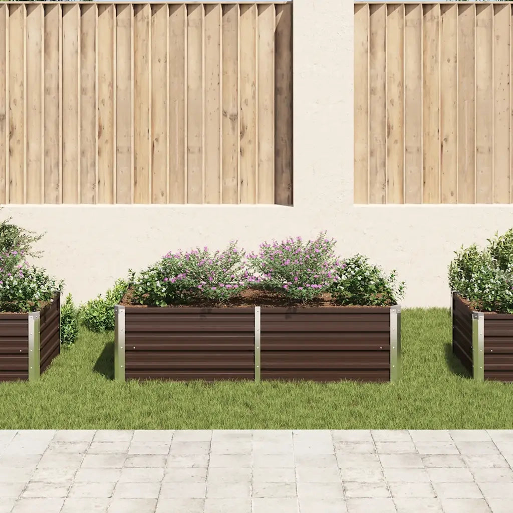 Fioriere | Cassetta per fiori | Letto di Coltura Rialzato 160x80x45cm Acciaio Zincato Marrone