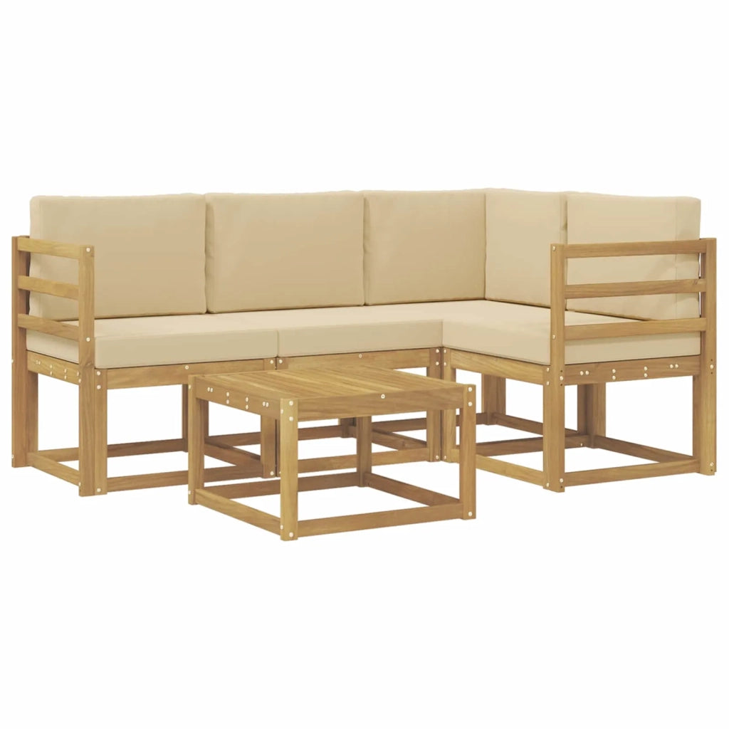 Set di divani da esterno con cuscino 5 pcs Bianco e Beige 3387582