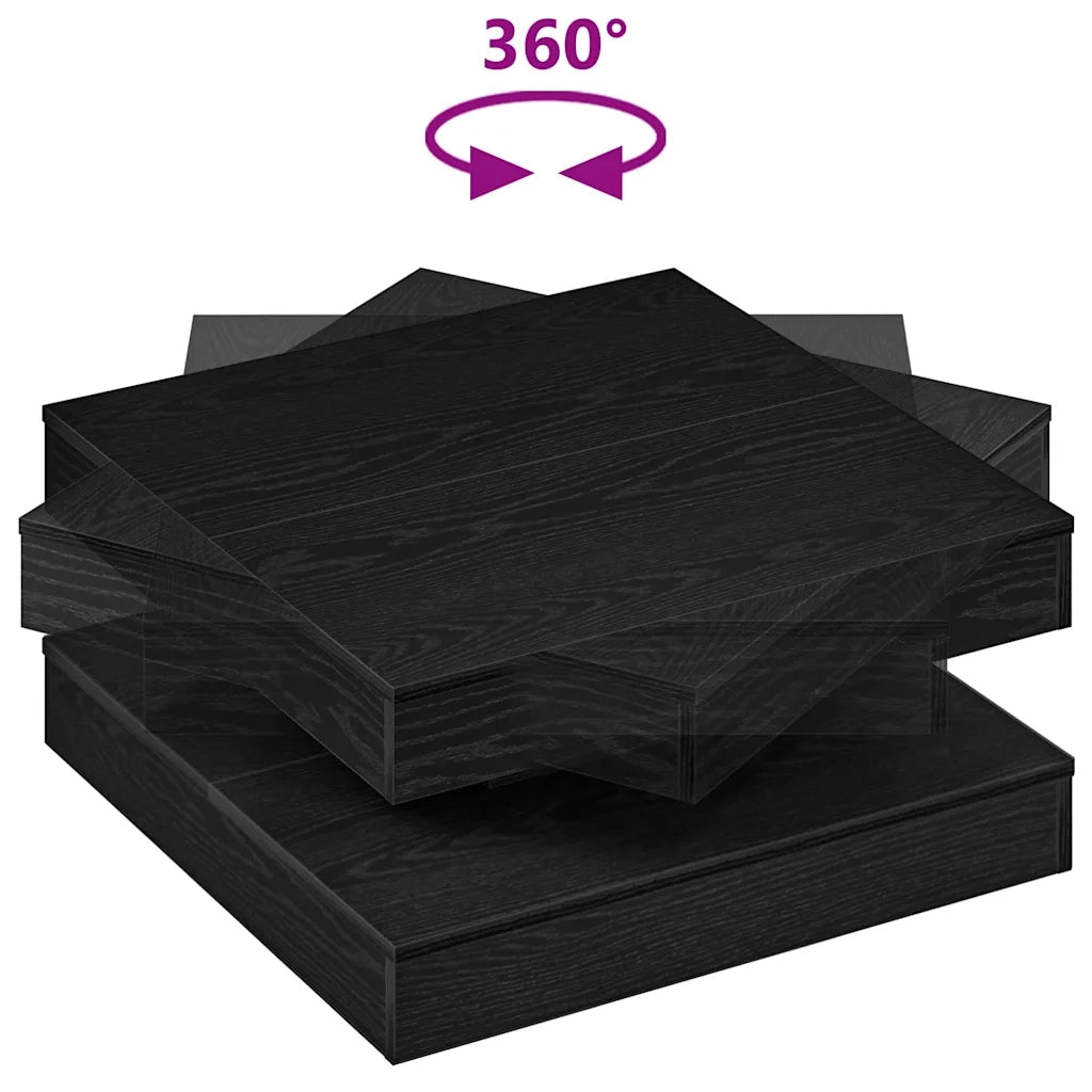 Tavolino da Caffè Girevole a 360 Gradi Nero 70x70x34,5 cm 858480