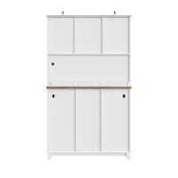 Mobile alto per cucina con illuminazione LED, 106x40x179,5 cm, Legno e Bianco