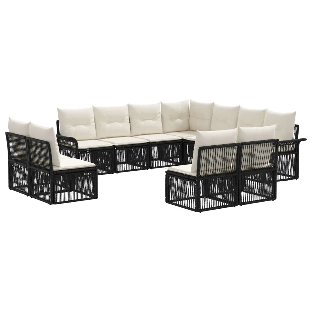 Set Divano da Giardino 11 pcs Nero polyrattan 3434863
