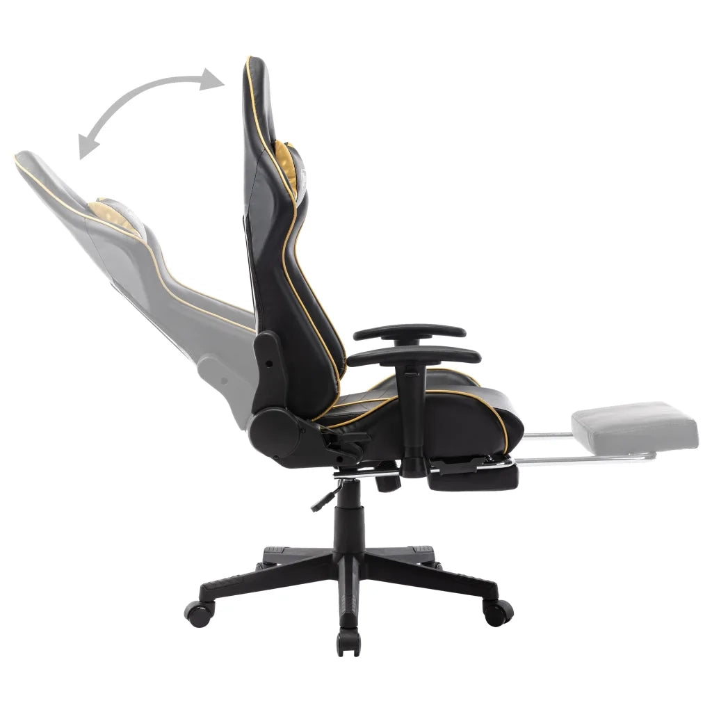 Sedia da Gaming | Sedia da e-sports con Poggiapiedi Nera e Oro in Similpelle