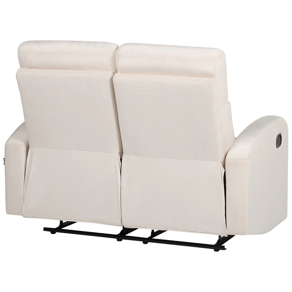 Divano 2 posti con schienale reclinabile elettricamente in velluto bianco sporco design moderno glamour soggiorno