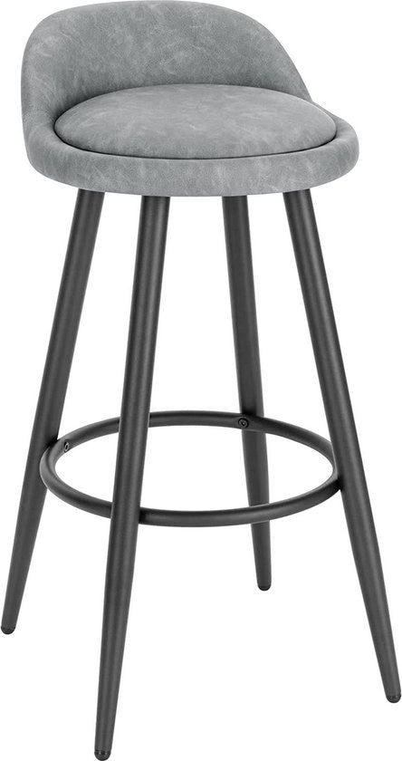 Sedia Bar Ergonomica in Legno - Set a 1 pezzo - Grigio - Con schienale basso - Per Cucina e Bar - Altezza seduta 69cm