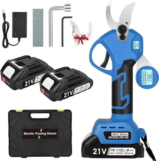 Snoeischaar Professionale con Batteria - Takkenschaar - 4000mAh - Inclusa Tasca Portatile - Ricaricabile - Alta Qualità - 750W - Blu