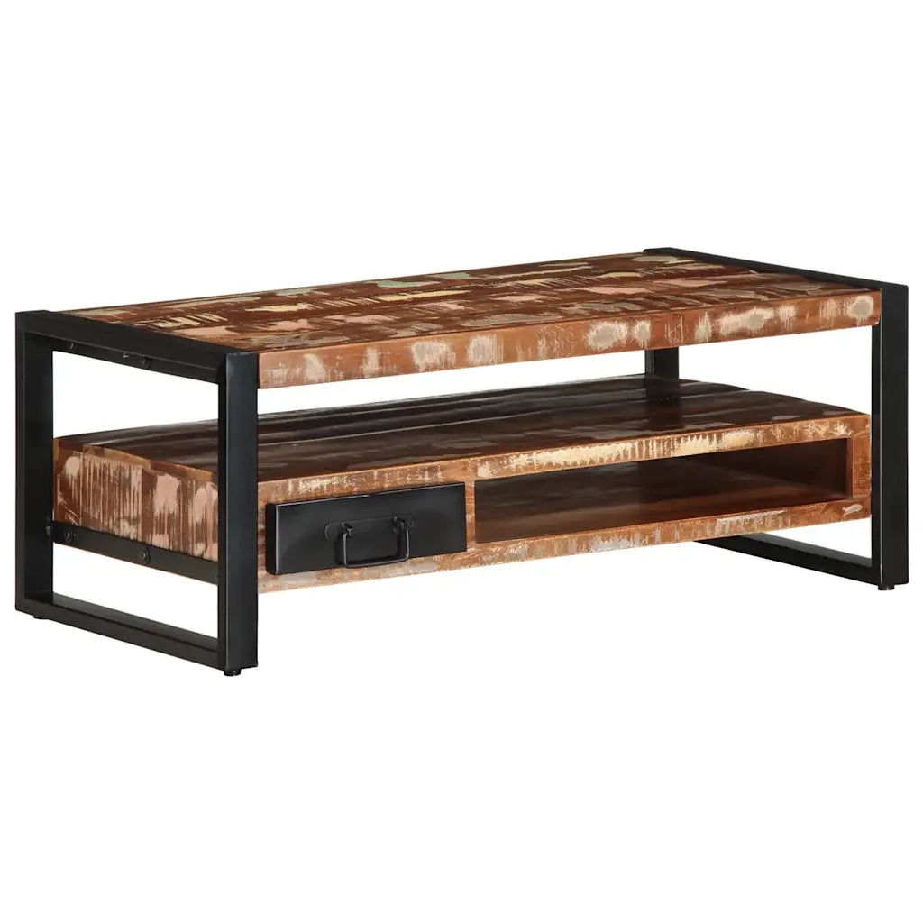 Tavolino Salotto Multicolore 90x50x36cm Legno Massello Recupero