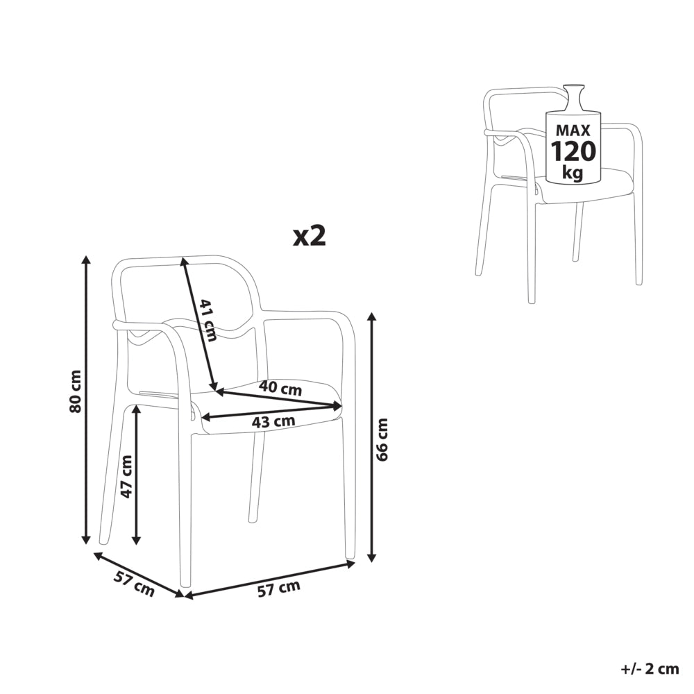 Set di 2 sedie da giardino impilabili in plastica verde e marrone stile retrò per tutte le stagioni
