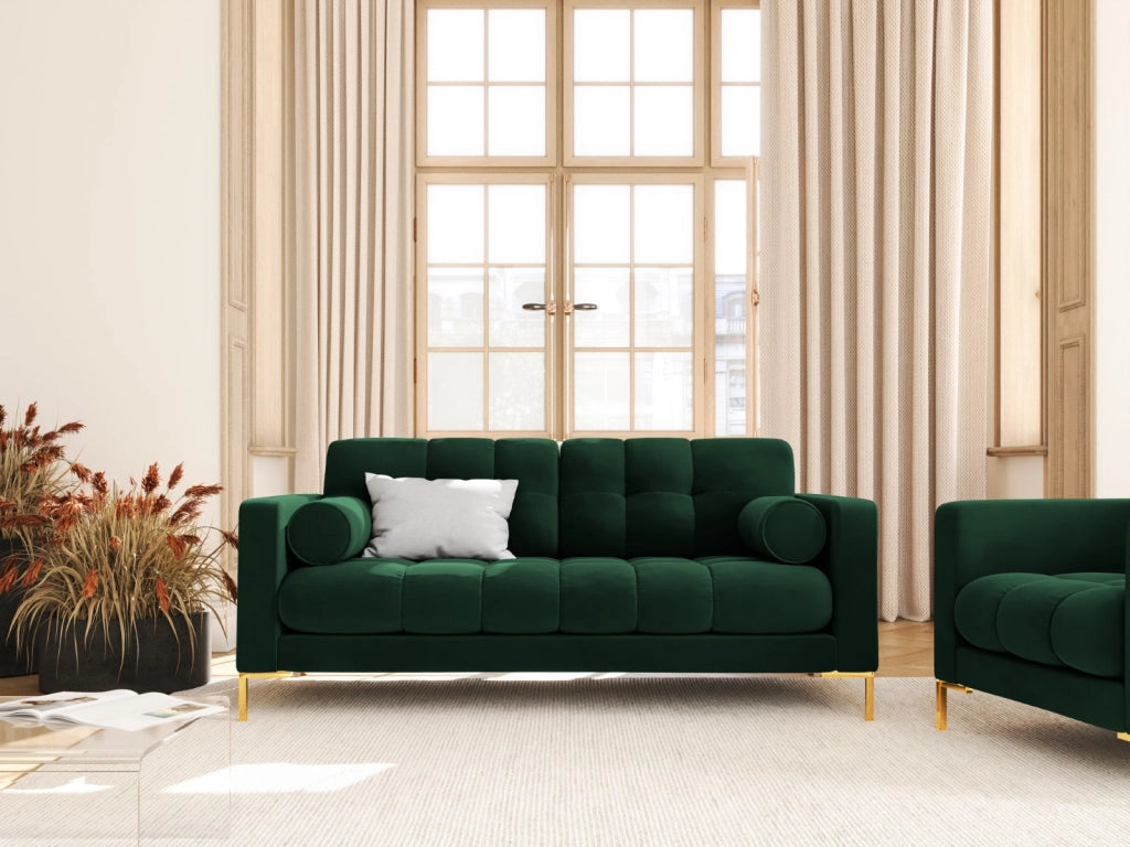 Cosmopolitan Design - Divano "Bali" 2 posti in velluto verde bottiglia 
