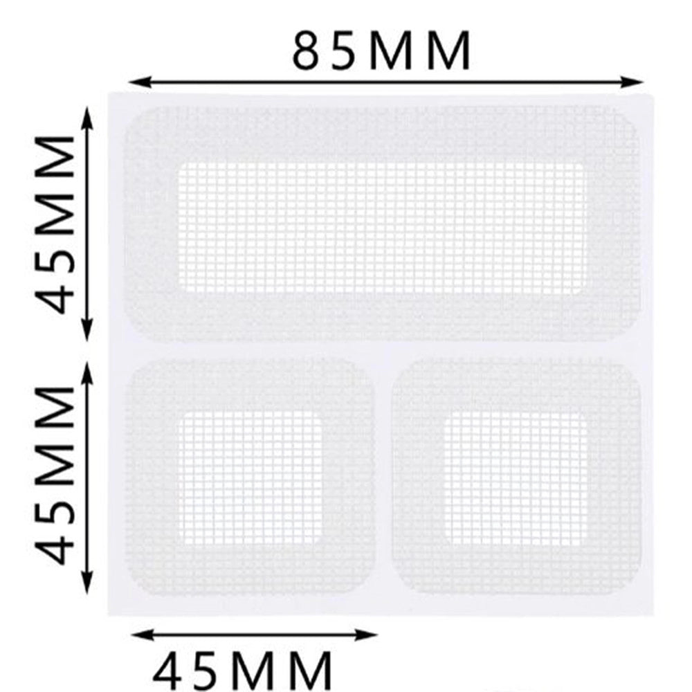 Trade Shop - Set 6 Toppe Adesive Rete Bianca Riparazione Fori Strappi Zanzariere 45x85mm/45x45mm 622156 -