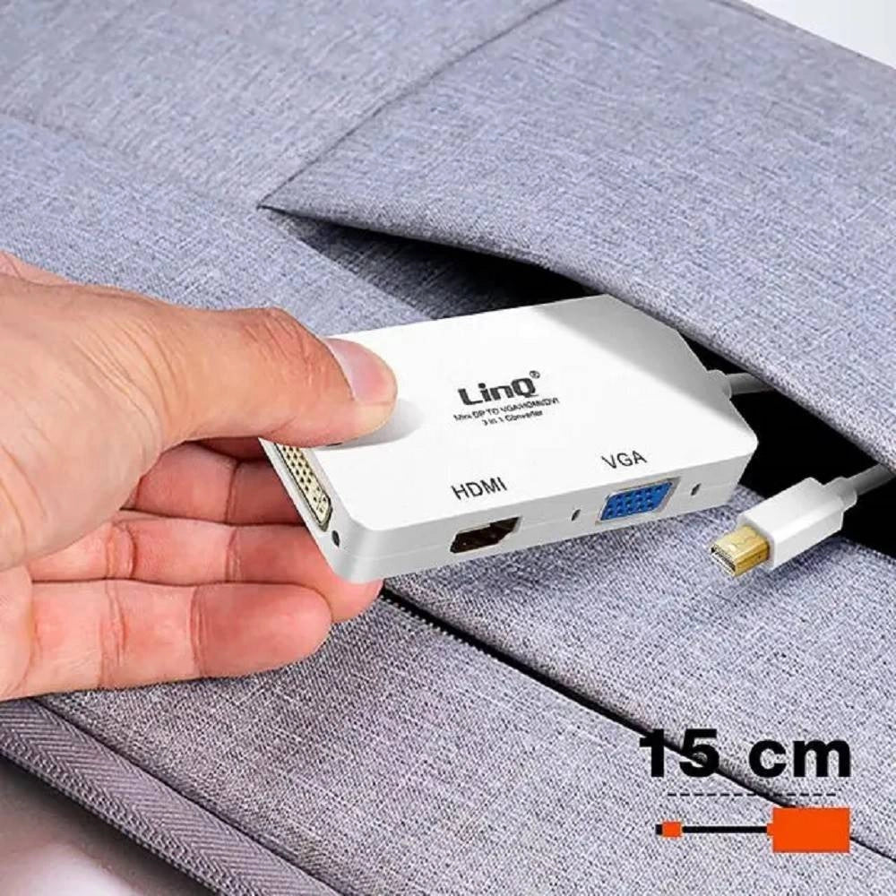 Trade Shop - Adattatore Convertitore Da Mini Displayport 3in1 A Vga Hdmi Dvi Proiettori Mdp-443 -