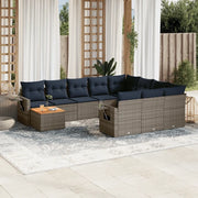 Set Divani da Giardino 11 pz con Cuscini Grigio in Polyrattan 3224752