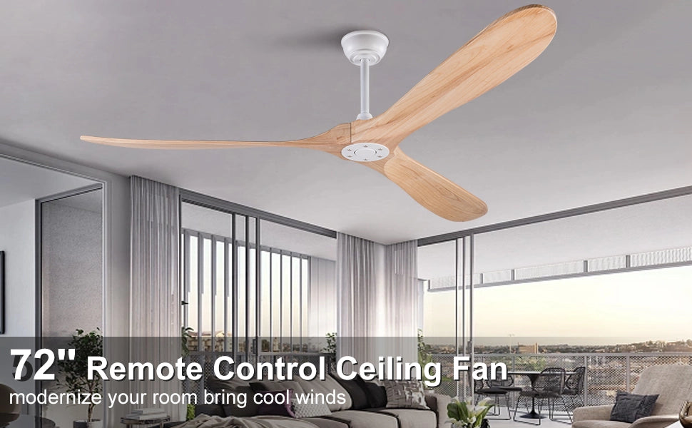 Ventilatore da soffitto 70 pollici senza luce, color legno naturale, impermeabile, extra grande, per esterni, motore DC silenzioso reversibile