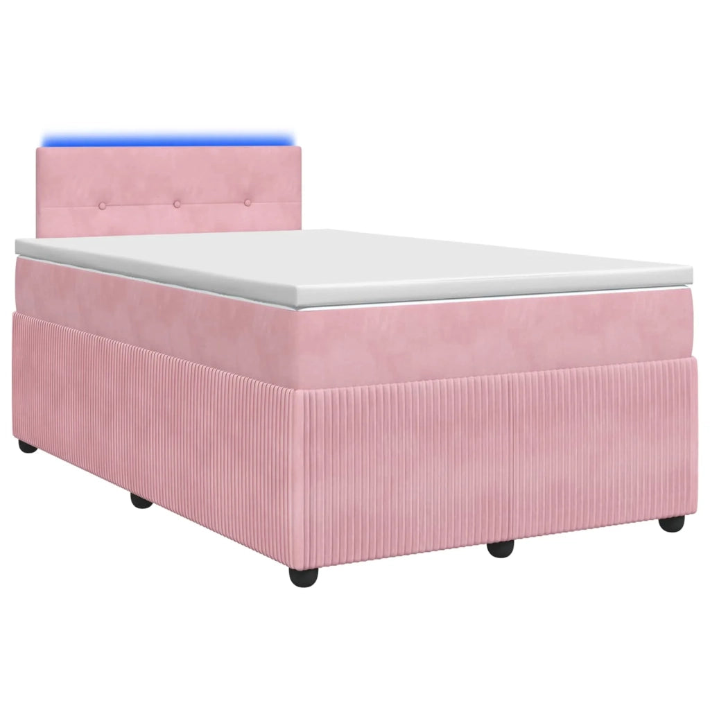 Letto box spring con materasso Rosa 120 x 200 cm Velluto 3453124