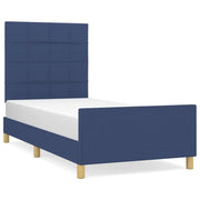 Letto singolo | Letto per adulti | Giroletto senza Materasso Blu 100x200 cm in Tessuto