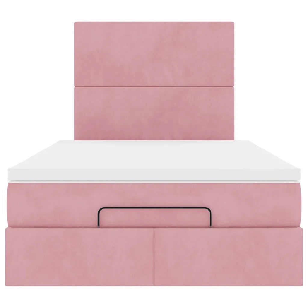 Struttura Letto Pouf con Materassi Rosa 120x190 cm Velluto
