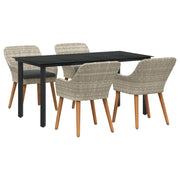 Set da Pranzo per Giardino 5 pcs Grigio chiaro polyrattan