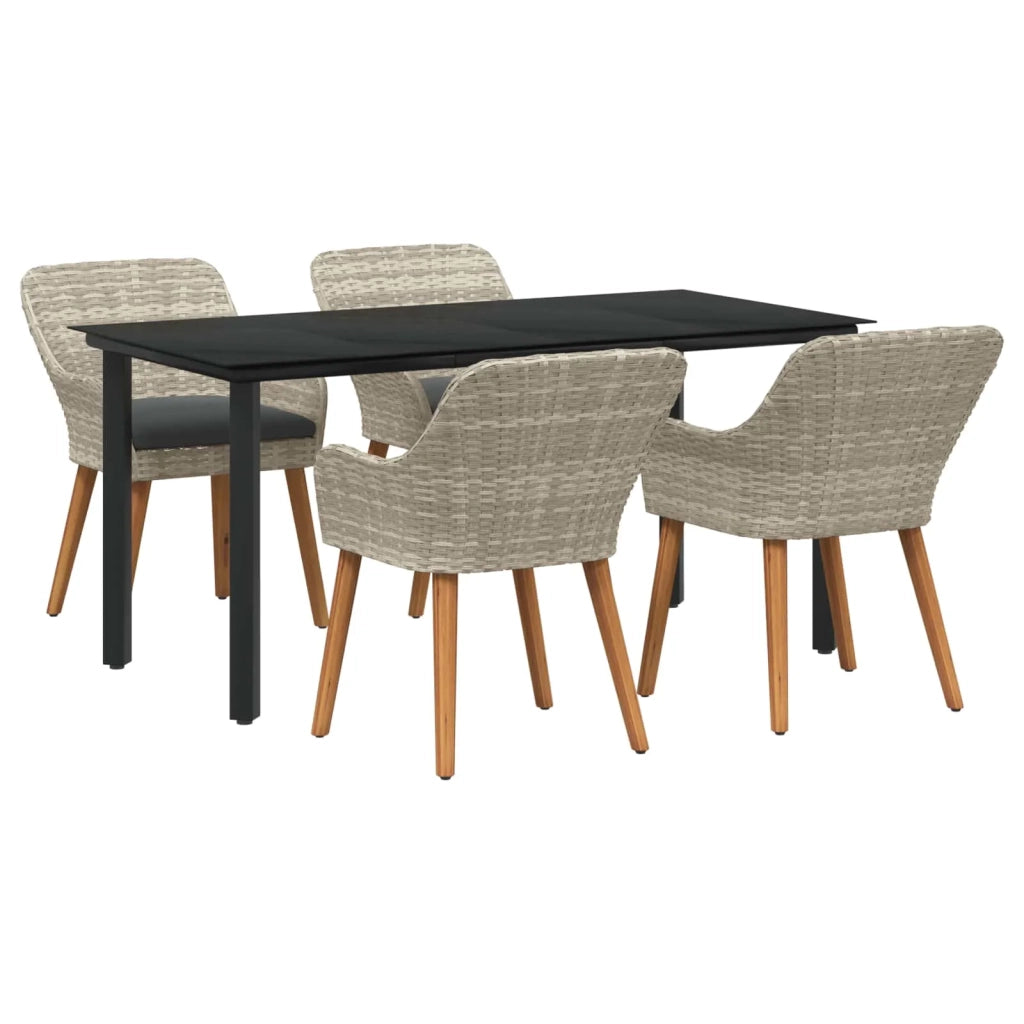 Set da Pranzo per Giardino 5 pcs Grigio chiaro polyrattan