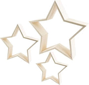 Decorazione a stelle con cornice in legno | Disponibile in tre diverse misure | 3 pezzi