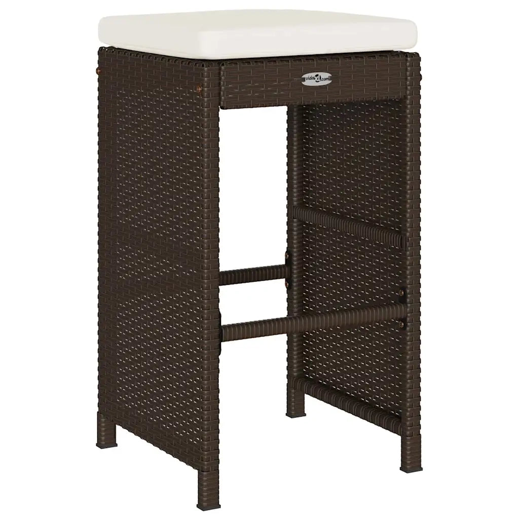 Sgabelli da Bar con Cuscini 2 pz Marroni in Polyrattan CFW3701416