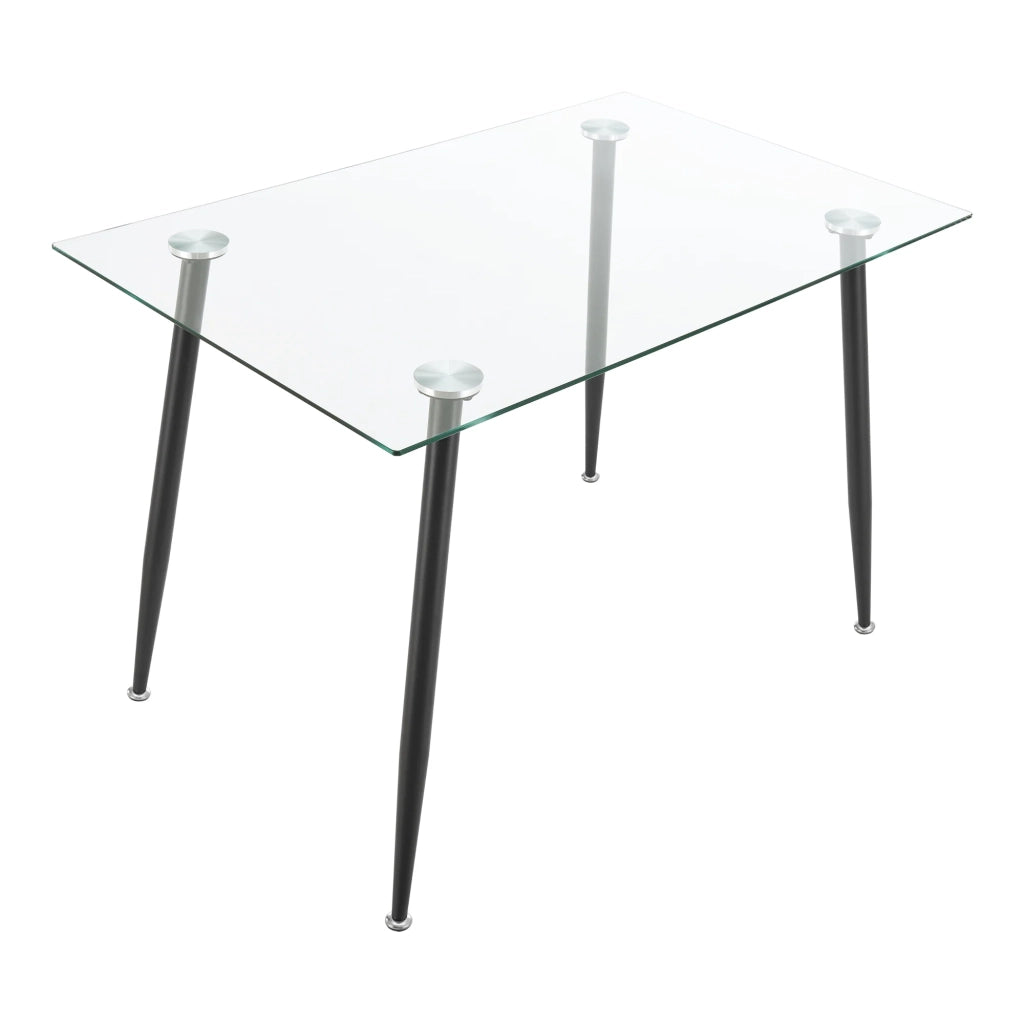Tavolo da pranzo con piano in vetro temperato e acciaio 75 x 110 x 70 cm nero 03_0008702