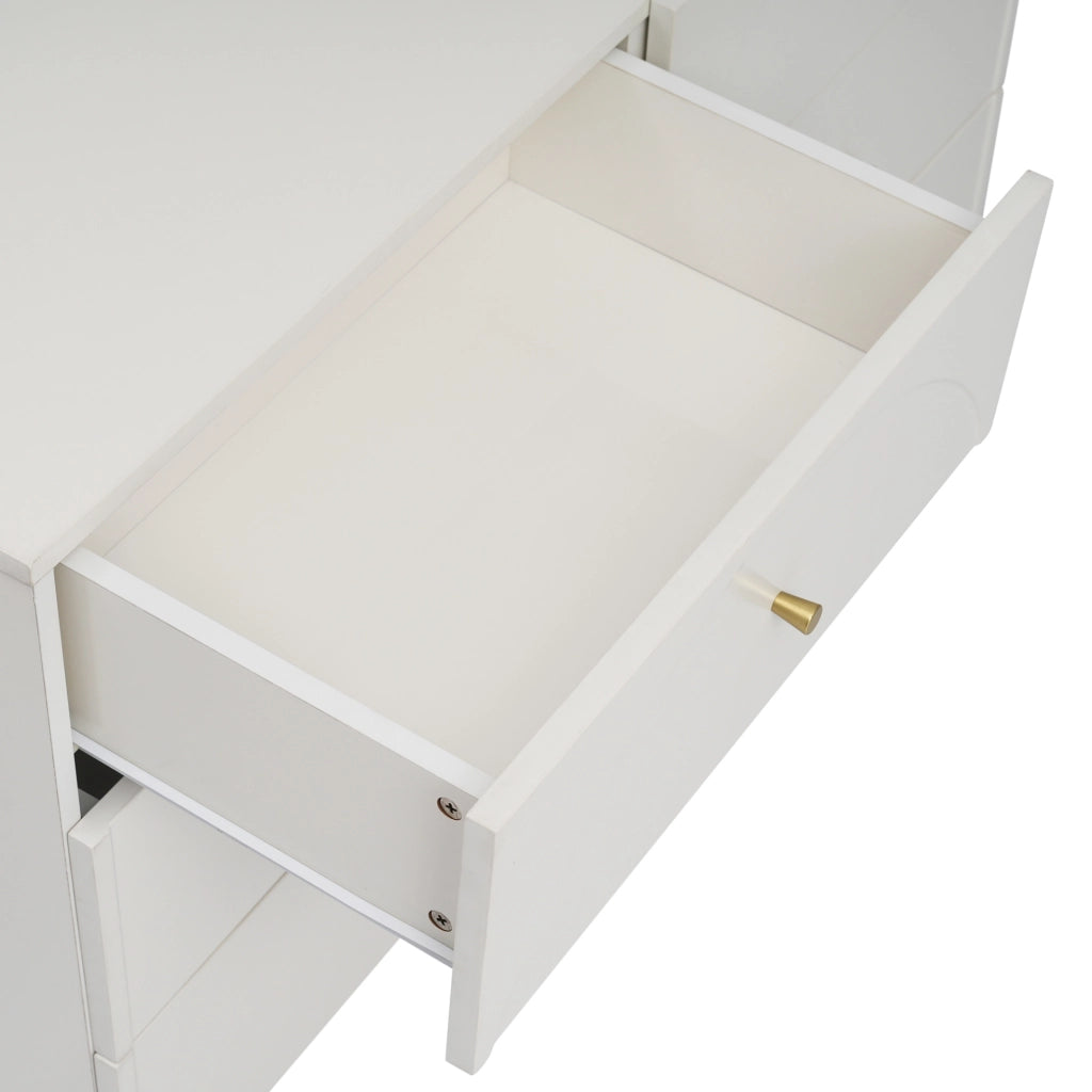 Comò crema bianco con 6 cassetti, 120 x 40 x 85 cm