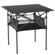 Tavolo Pieghevole da Campeggio 70x70x69 cm in Alluminio Nero
