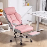Sedia da Ufficio Ergonomica Rinforzata con Braccioli Regolabili, Poggiapiedi e Poggiatesta, Rosa