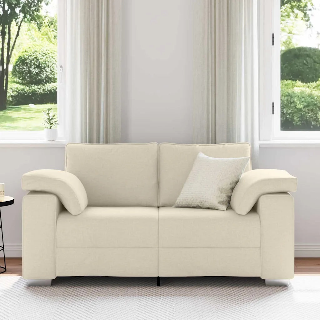 Divano a 2 Posti Beige 160 cm Tessuto misto lino 4105226