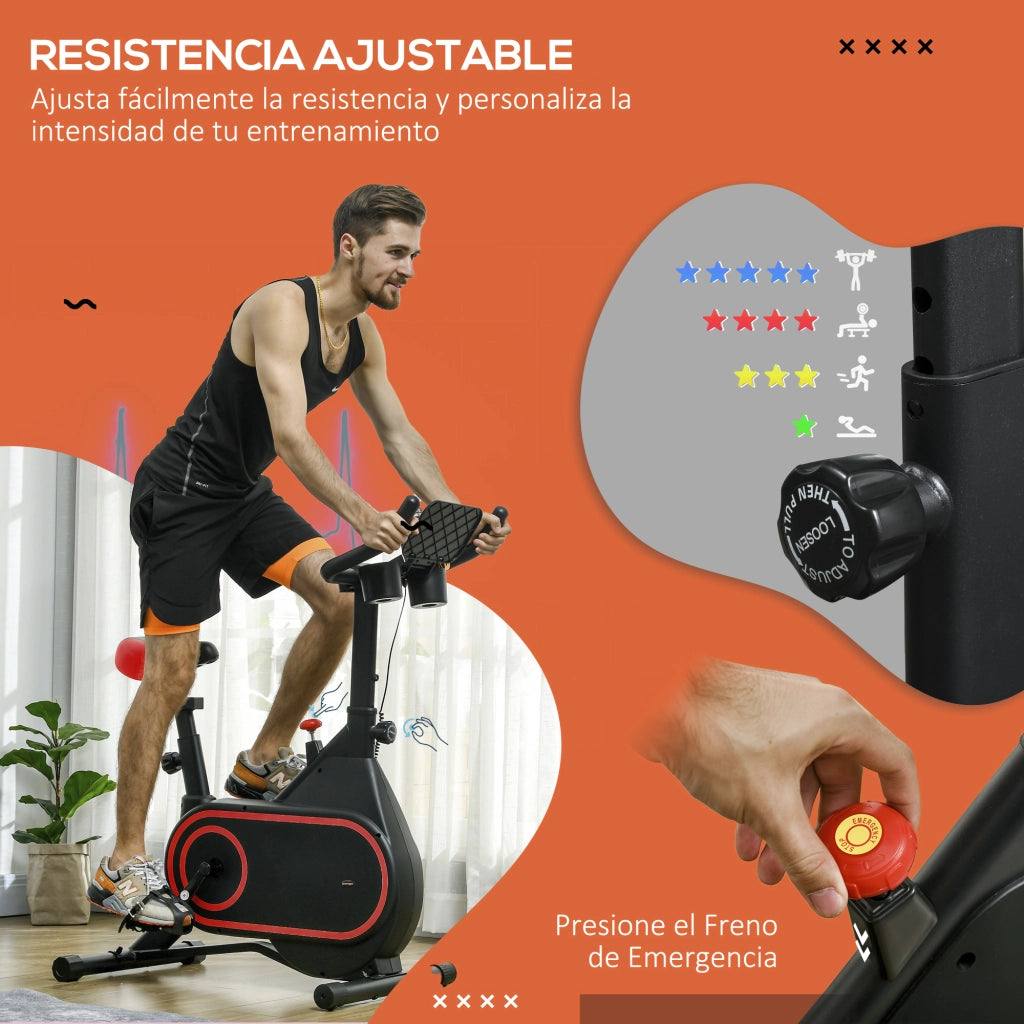 Bicicletta Statica con Volano Inerziale 4 kg ¨C zephmum ¨C Rosso e Nero