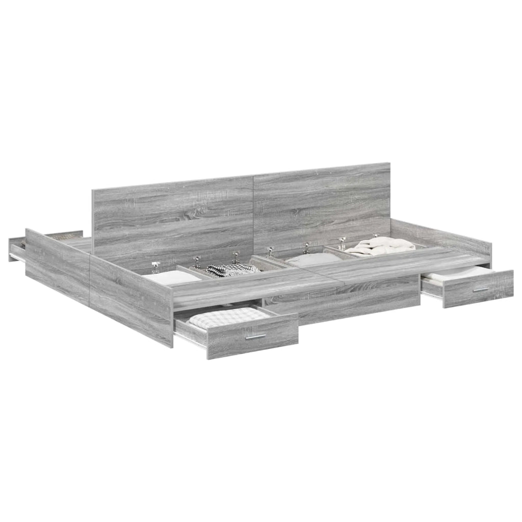 Struttura letto con contenitore Grigio Sonoma 200 x 200 cm 3335266