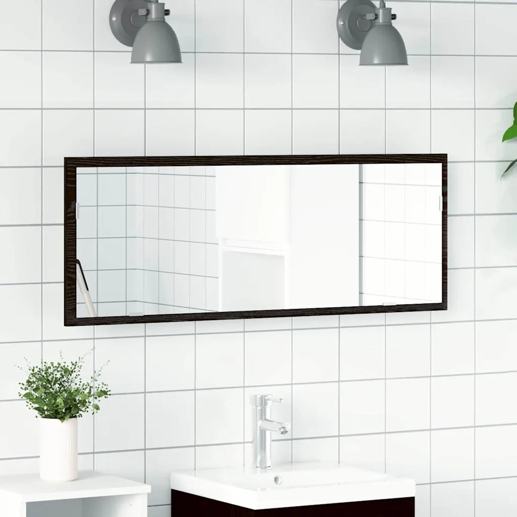 Specchio da Bagno LED-Specchio decorativo con LED Rovere Nero 100 x 8,5 x 37 cm Vetro