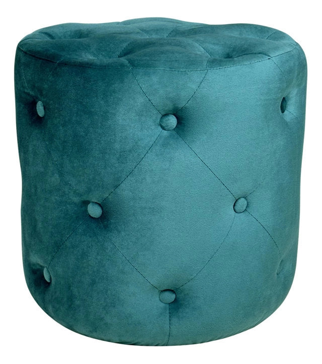 Pouf in velluto capitonnÃ© verde petrolio, poggiapiedi - Honey - PO26HO
