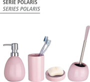 Set di WC Polaris - Tappeto per spazzola WC in ceramica - Pastello rosa - Inclusa spazzola con testa intercambiabile Ø 8 cm - Tappeto per spazzola WC per bagno e toilette per ospiti